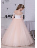 Ivory Lace Champagne Tulle Flower Girl Dress